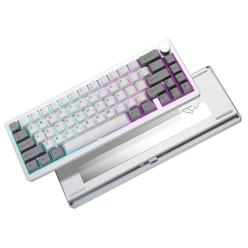 YUNZII AL68 Wireless Mechanical Tastaturen 60%, QMK/VIA Aluminum Tastatur,Hot Swappable Custom Keyboard with Knob, Gasket Structure,RGB Backlit Gaming Keyboard (Silver, Zero linear) von YUNZII