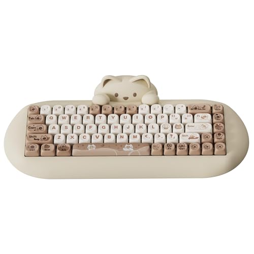 YUNZII C68 Wireless Mechanical Keyboard,65% Gaming Keyboard Hot Swap,Triple Mode BT5.0/2.4G/Wired,RGB Backlit NKRO,Cute Cat Silicone Keyboard für Win/Mac(Cocoa Switch,Brown Cat) von YUNZII