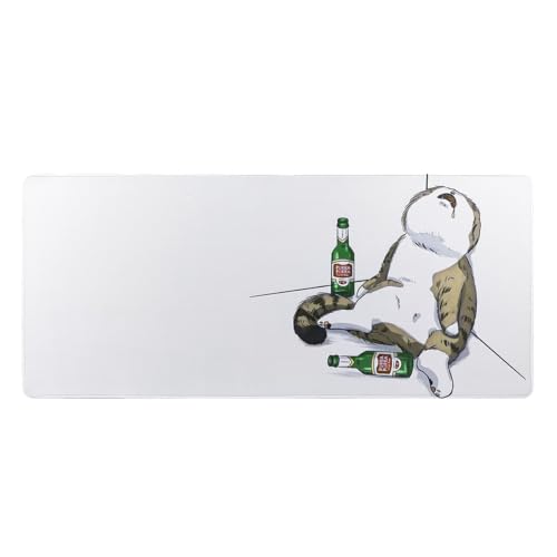 YUNZII Keynovo Gaming-Mauspad, großes Mauspad, rutschfest, 4 mm, Laptop-Gaming-Schreibtischunterlage, wasserdichte Schreibtischunterlage für Gaming, Büro und Zuhause (betrunkene Katze, 90 x 40 cm) von YUNZII