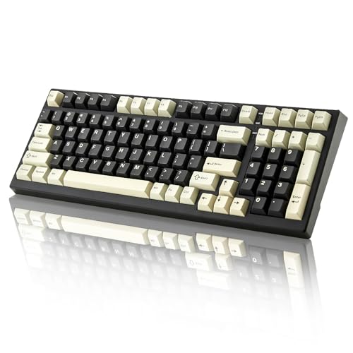 YUNZII YZ98 Gasket Mechanical Keyboard 99 Tasten Hot Swappable BT5.0/2.4G/USB-C Wireless Gaming Keyboard NKRO 98% Layout mit RGB LED Hintergrundbeleuchtung (Black, Cocoa Cream v2 Switch) von YUNZII