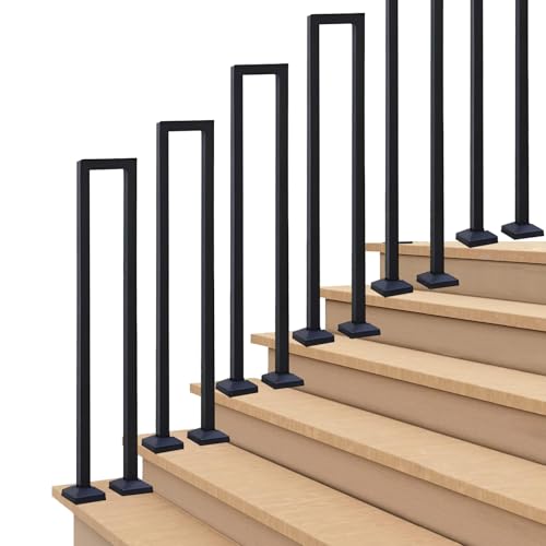U-förmiger Treppenhandlauf, nordisches, modernes, quadratisches, rutschfestes Sicherheits-Treppengeländer, geeignet für Innen- und Außenbereiche, Villen und Korridore (110CM（3.61FT）, Schwarz-B) von YUODIJIO
