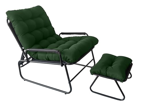 YUODIJIO 72cm Klappbare Sonnenliege, Gartenliege Extra Hoch Liegestuhl Belastbarkeit 150 Kg, Gartenstuhl mit Liegefunktion, Camping Liegestuhl für Balkon, Garten & Terrasse | Outdoor (Grün) von YUODIJIO