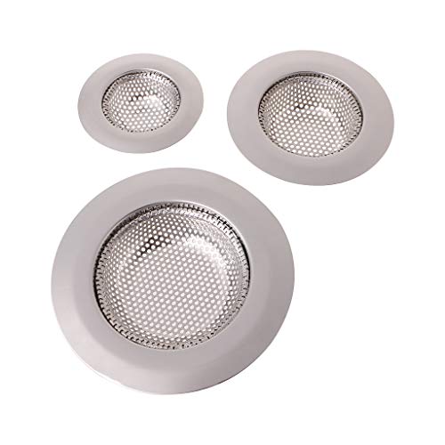 YUOIUX 3 x Abflusssieb für Küchenspüle, Edelstahl, Badezimmer-Abflussfilter, Haarschnapper von YUOIUX