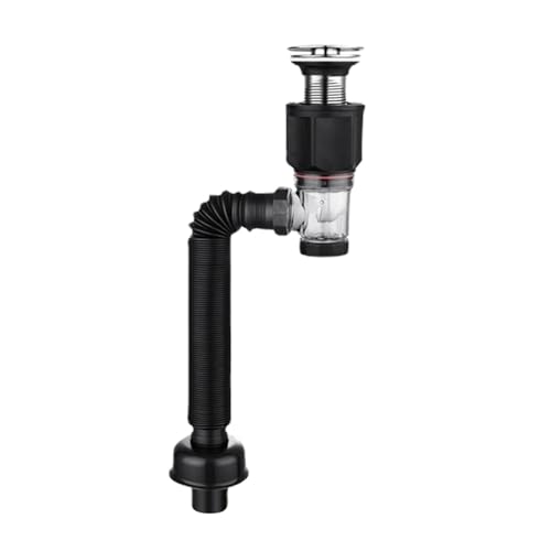 YUOIUX Popup Waschbecken-Abfluss-Abtropfgestell mit flexiblem Ablaufschlauch und Popup-Filter, Waschbeckenstöpsel von YUOIUX