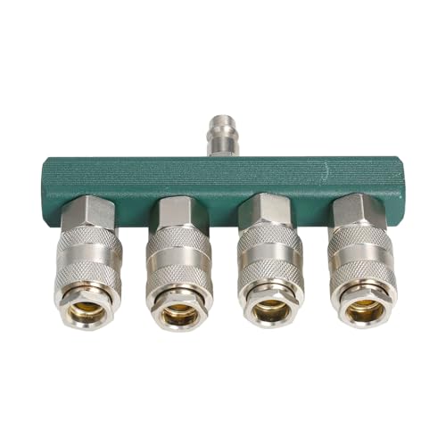 YUOIUX Verbesserter 4-Wege-Luftverteiler, gerader Verteiler, Leitungstyp-Luftkompressor-Splitter mit 4 Kupplungen und 6,35 mm NPT-Stecker YUOIUX Verbesserter 4-Wege-Luftverteiler, gerader Verteiler, Leitungstyp-Luftkompressor-Splitter mit 4 Kupplungen und 6,35 mm NPT-Stecker von YUOIUX