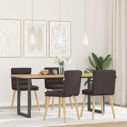 4 Pcs Dining Chairs Dark Brown Fabric Upholstered, Modern Kitchen Chairs with Comfortable Cushioned Seat and Backrest, Sturdy Wood Metal Frame for Dining Room Living Room von YUOTYRKTEJRSG