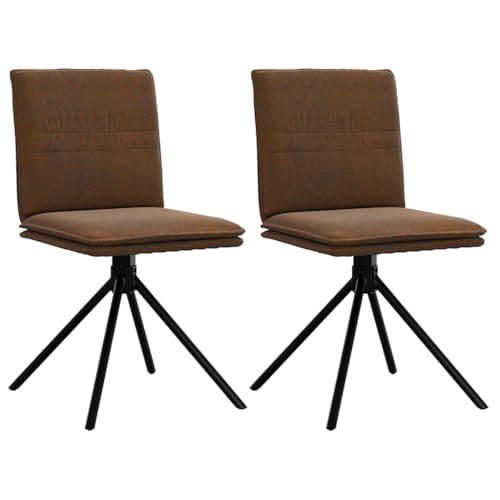 Brown Faux Suede Dining Chair with 360 Swivel, Ergonomic Design for Living Room and Dining Room, Comfortable PU Leather Office Chair with Thick Foam Padding, Sturdy Metal Frame von YUOTYRKTEJRSG