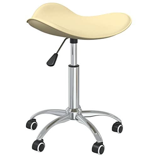 Drehstuhl Esszimmerstuhl Drehbar Creme Kunstleder 360 Grad Drehfunktion Höhenverstellbar mit Gasdruckfeder und Rollen Moderner Bürostuhl Schreibtischstuhl für Homeoffice Esszimmer Wohnzimmer von YUOTYRKTEJRSG