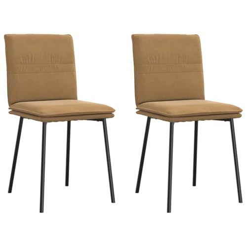 Esszimmerstühle 2 STK Braun Samt Velvet Dining Chairs with Ergonomic Design, Comfortable Foam Padding, Sturdy Metal Frame for Living Room and Dining Area von YUOTYRKTEJRSG