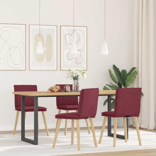 Esszimmerstühle 4 STK. Weinrot Stoff Dining Chairs Set with Comfortable Cushion, Modern Design for Living Room Kitchen, Durable Metal Frame and Soft Polyester Fabric, Easy Assembly Esszimmerstühle 4 STK. Weinrot Stoff Dining Chairs Set with Comfortable Cushion, Modern Design for Living Room Kitchen, Durable Metal Frame and Soft Polyester Fabric, Easy Assembly von YUOTYRKTEJRSG