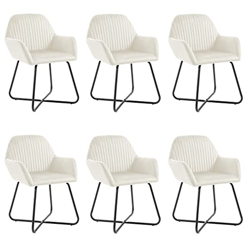 Esszimmerstühle 6 STK. Creme Samt Velvet Dining Chairs Set with Armrests, Modern Living Room Chairs with Steel Legs, Comfortable Upholstered Seating for Dining Room and Lounge Area Esszimmerstühle 6 STK. Creme Samt Velvet Dining Chairs Set with Armrests, Modern Living Room Chairs with Steel Legs, Comfortable Upholstered Seating for Dining Room and Lounge Area von YUOTYRKTEJRSG