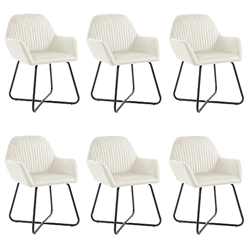 Esszimmerstühle 6 STK. Creme Samt Velvet Dining Chairs Set with Armrests, Modern Living Room Chairs with Steel Legs, Comfortable Upholstered Seating for Dining Room and Lounge Area Esszimmerstühle 6 STK. Creme Samt Velvet Dining Chairs Set with Armrests, Modern Living Room Chairs with Steel Legs, Comfortable Upholstered Seating for Dining Room and Lounge Area von YUOTYRKTEJRSG