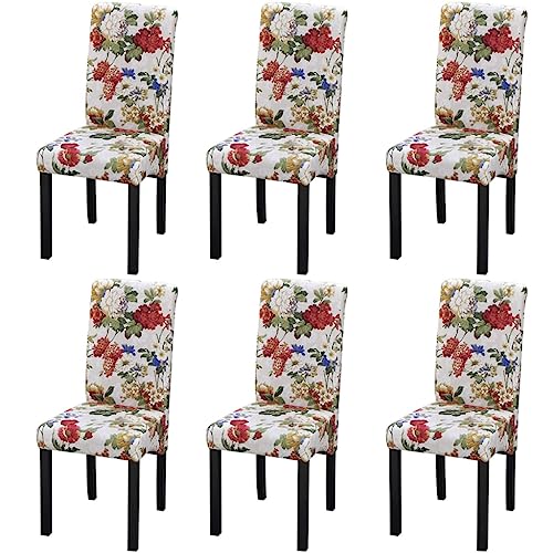 Esszimmerstühle 6 STK. Mehrfarbig Stoff Dining Chairs Set with Floral Pattern, Solid Wood Frame, Thick Padded Seats for Living Room and Dining Room Comfort Esszimmerstühle 6 STK. Mehrfarbig Stoff Dining Chairs Set with Floral Pattern, Solid Wood Frame, Thick Padded Seats for Living Room and Dining Room Comfort von YUOTYRKTEJRSG