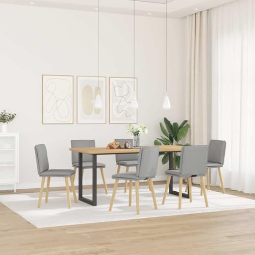 Esszimmerstühle 6 STK. Wolkengrau Stoff Dining Chairs Set with Comfortable Cushion, Modern Design for Living Room, Guest Room, Durable Polyester Fabric and Sturdy Metal Frame, Easy Assembly Required von YUOTYRKTEJRSG