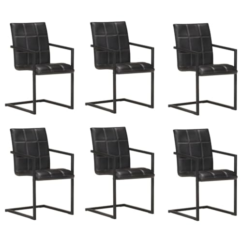 Freischwinger Dining Chairs 6-Pack Black Genuine Leather Retro Design Kitchen Dining Room Seating with Comfortable Cushioned Seat and Backrest Durable Powder Coated Iron Frame Freischwinger Dining Chairs 6-Pack Black Genuine Leather Retro Design Kitchen Dining Room Seating with Comfortable Cushioned Seat and Backrest Durable Powder Coated Iron Frame von YUOTYRKTEJRSG