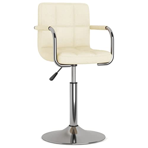 Height Adjustable Swivel Dining Chair with Gas Lift, Cream Fabric Upholstery, 360 Degree Rotation, Chrome Steel Frame for Kitchen Counter and Dining Table Height Adjustable Swivel Dining Chair with Gas Lift, Cream Fabric Upholstery, 360 Degree Rotation, Chrome Steel Frame for Kitchen Counter and Dining Table von YUOTYRKTEJRSG