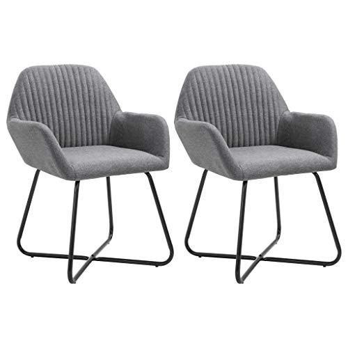 Modern Dining Chairs 2 Set Dark Gray Fabric Upholstered with Armrests, Ergonomic Design for Living Room and Dining Room, Sturdy Steel Frame, Comfortable Seating Solution for Home Decor von YUOTYRKTEJRSG