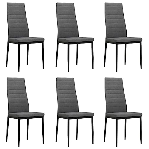 Modern Dining Chairs Set of 6 Light Gray Fabric Upholstered with Steel Frame, Comfortable Padded Seats and Backrests, Ergonomic Design for Dining Room Kitchen Restaurant von YUOTYRKTEJRSG