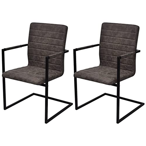 Modern Freischwinger Dining Chairs 2 Pack Brown PU Leather Upholstered with Steel Frame, Ergonomic Design for Office and Home, Comfortable Seating with Easy Assembly Modern Freischwinger Dining Chairs 2 Pack Brown PU Leather Upholstered with Steel Frame, Ergonomic Design for Office and Home, Comfortable Seating with Easy Assembly von YUOTYRKTEJRSG