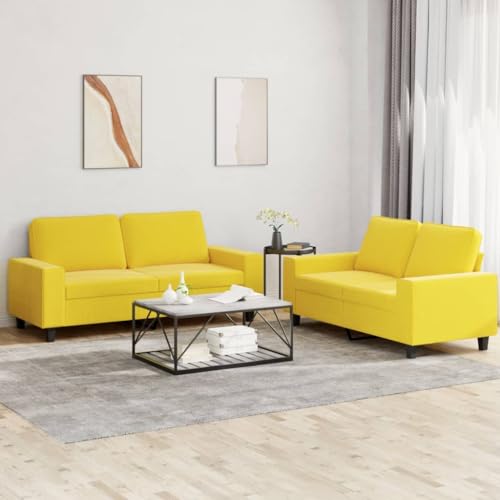 YUOTYRKTEJRSG 2-Piece Sofa Set Light Yellow Fabric Living Room Furniture with Comfortable Cushions. Durable Frame for Small Space Home Decor. Perfect for Relaxing and Entertaining Guests von YUOTYRKTEJRSG