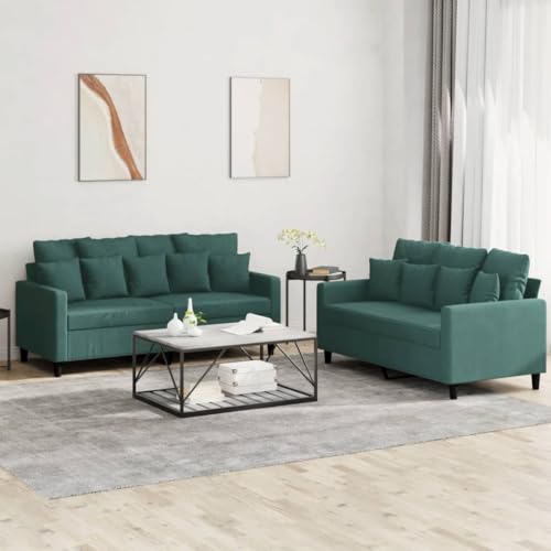 YUOTYRKTEJRSG 2-Piece Velvet Sofa Set Dark Green with Cushions. 2-Seater Living Room Furniture. Modern Lounge Sofa with Soft Fabric. Sturdy Frame for Comfortable Relaxation and Entertainment Space YUOTYRKTEJRSG 2-Piece Velvet Sofa Set Dark Green with Cushions. 2-Seater Living Room Furniture. Modern Lounge Sofa with Soft Fabric. Sturdy Frame for Comfortable Relaxation and Entertainment Space von YUOTYRKTEJRSG