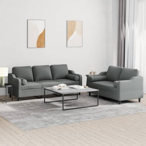 YUOTYRKTEJRSG 2-TLG. Sofagarnitur Dunkelgrau mit Kissen. 2-Sitzer und 3-Sitzer Sofa Set. Bequemes Stoffsofa mit Rollkissen. Modernes Wohnzimmer Möbel für Entspannung und Geselligkeit YUOTYRKTEJRSG 2-TLG. Sofagarnitur Dunkelgrau mit Kissen. 2-Sitzer und 3-Sitzer Sofa Set. Bequemes Stoffsofa mit Rollkissen. Modernes Wohnzimmer Möbel für Entspannung und Geselligkeit von YUOTYRKTEJRSG