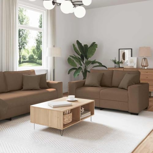 YUOTYRKTEJRSG 2-TLG. Sofagarnitur mit Kissen Braun Stoff Sofa Set Wohnzimmer Polstergarnitur mit Kissen Bequem Modern Langlebig Gemütlich Esszimmer Büro YUOTYRKTEJRSG 2-TLG. Sofagarnitur mit Kissen Braun Stoff Sofa Set Wohnzimmer Polstergarnitur mit Kissen Bequem Modern Langlebig Gemütlich Esszimmer Büro von YUOTYRKTEJRSG