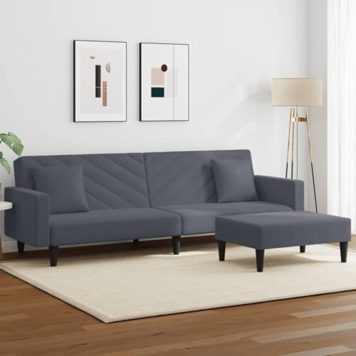 YUOTYRKTEJRSG 2-TLG. Sofagarnitur mit Kissen Dunkelgrau Samt Schlafsofa Bett Sofa Wohnzimmer Möbel Sitzgruppe Relax Polster Sessel Bequem Modern von YUOTYRKTEJRSG