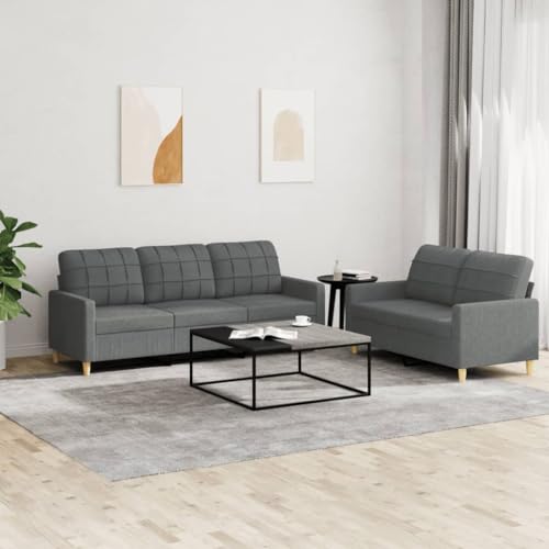 YUOTYRKTEJRSG 2-TLG. Sofagarnitur mit Kissen Dunkelgrau Stoff Wohnzimmergarnitur Modernes Design Bequemes Sofa Set für Wohnzimmer Esszimmer mit Robustem Gestell YUOTYRKTEJRSG 2-TLG. Sofagarnitur mit Kissen Dunkelgrau Stoff Wohnzimmergarnitur Modernes Design Bequemes Sofa Set für Wohnzimmer Esszimmer mit Robustem Gestell von YUOTYRKTEJRSG