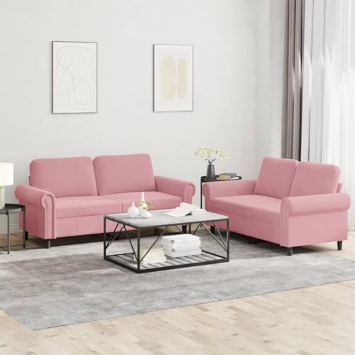 YUOTYRKTEJRSG 2-TLG. Sofagarnitur mit Kissen Rosa Samt. 2-Sitzer Sofa Set mit Polsterung. Samtbezug. Metallgestell. perfekt für Wohnzimmer. Salon. Entspannung. Lesen. Fernsehen YUOTYRKTEJRSG 2-TLG. Sofagarnitur mit Kissen Rosa Samt. 2-Sitzer Sofa Set mit Polsterung. Samtbezug. Metallgestell. perfekt für Wohnzimmer. Salon. Entspannung. Lesen. Fernsehen von YUOTYRKTEJRSG