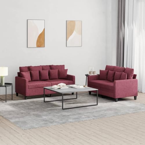 YUOTYRKTEJRSG 2-TLG. Sofagarnitur mit Kissen Weinrot Stoff. 2-Sitzer Couchtischgarnitur Wohnzimmer Set. Bequemes Polstersofa mit Kissen. Robustes Metallgestell. Perfekt für Wohnzimmer und Essbereich YUOTYRKTEJRSG 2-TLG. Sofagarnitur mit Kissen Weinrot Stoff. 2-Sitzer Couchtischgarnitur Wohnzimmer Set. Bequemes Polstersofa mit Kissen. Robustes Metallgestell. Perfekt für Wohnzimmer und Essbereich von YUOTYRKTEJRSG