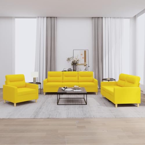 YUOTYRKTEJRSG 3-Piece Sofa Set with Cushions Light Yellow Fabric Living Room Furniture Comfortable Seating Durable Frame for Home Lounge Relaxation YUOTYRKTEJRSG 3-Piece Sofa Set with Cushions Light Yellow Fabric Living Room Furniture Comfortable Seating Durable Frame for Home Lounge Relaxation von YUOTYRKTEJRSG
