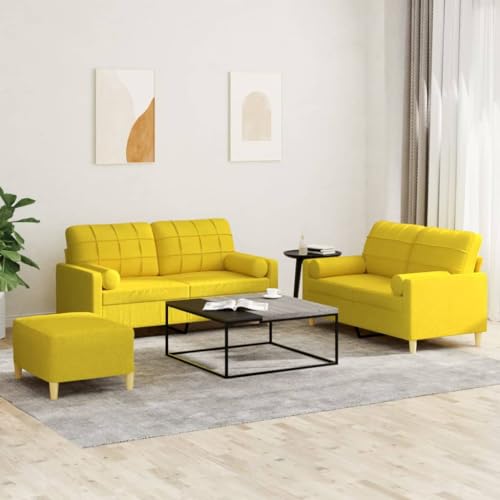 YUOTYRKTEJRSG 3-Piece Sofa Set with Cushions Light Yellow Fabric Living Room Furniture Comfortable Seating for Home Lounge Relaxation Modern Design YUOTYRKTEJRSG 3-Piece Sofa Set with Cushions Light Yellow Fabric Living Room Furniture Comfortable Seating for Home Lounge Relaxation Modern Design von YUOTYRKTEJRSG