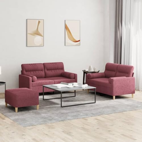 YUOTYRKTEJRSG 3-Piece Sofa Set with Cushions Wine Red Fabric Living Room Furniture. Comfortable 2-Seater Couch with Ottoman and Pillows. Durable Frame for Home Decor Lounge Relaxation YUOTYRKTEJRSG 3-Piece Sofa Set with Cushions Wine Red Fabric Living Room Furniture. Comfortable 2-Seater Couch with Ottoman and Pillows. Durable Frame for Home Decor Lounge Relaxation von YUOTYRKTEJRSG