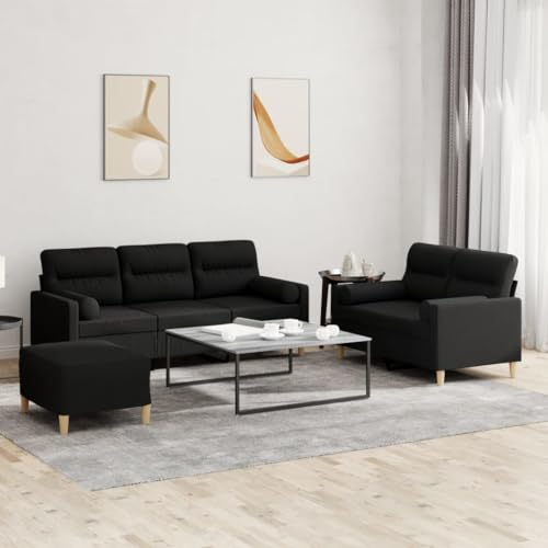 YUOTYRKTEJRSG 3 Piece Sofa Set with Pillows Black Fabric Living Room Furniture. Modern 2 Seater and 3 Seater Couch with Ottoman. Comfortable Durable Fabric Sofa for Home Lounge TV Watching Relaxing YUOTYRKTEJRSG 3 Piece Sofa Set with Pillows Black Fabric Living Room Furniture. Modern 2 Seater and 3 Seater Couch with Ottoman. Comfortable Durable Fabric Sofa for Home Lounge TV Watching Relaxing von YUOTYRKTEJRSG