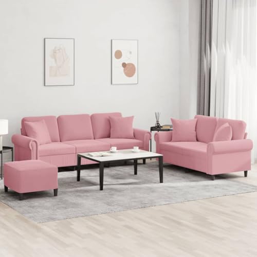 YUOTYRKTEJRSG 3-Piece Velvet Sofa Set with Cushions Pink Living Room Furniture 2+3 Seater Ottoman Modern Home Decor Comfortable Lounge Conversation Set YUOTYRKTEJRSG 3-Piece Velvet Sofa Set with Cushions Pink Living Room Furniture 2+3 Seater Ottoman Modern Home Decor Comfortable Lounge Conversation Set von YUOTYRKTEJRSG