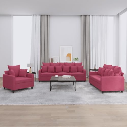 YUOTYRKTEJRSG 3-Piece Velvet Sofa Set with Cushions Wine Red Color Living Room Furniture Comfortable Seating for Home Lounge Conversation Area YUOTYRKTEJRSG 3-Piece Velvet Sofa Set with Cushions Wine Red Color Living Room Furniture Comfortable Seating for Home Lounge Conversation Area von YUOTYRKTEJRSG