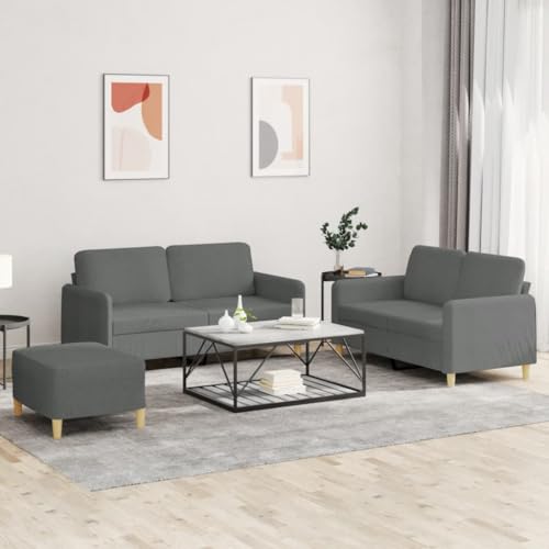 YUOTYRKTEJRSG 3-TLG. Sofagarnitur Dunkelgrau Stoff mit Kissen. 2-Sitzer Sofa Set inklusive Fußhocker. Wohnzimmer Möbel für gemütliches Entspannen und Fernsehen YUOTYRKTEJRSG 3-TLG. Sofagarnitur Dunkelgrau Stoff mit Kissen. 2-Sitzer Sofa Set inklusive Fußhocker. Wohnzimmer Möbel für gemütliches Entspannen und Fernsehen von YUOTYRKTEJRSG