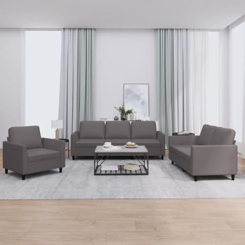 YUOTYRKTEJRSG 3-TLG. Sofagarnitur Grau Kunstleder Wohnzimmer Set mit Kissen. Lederoptik Sofa Set für Wohnzimmer. Esszimmer. Büro. Modernes Design. Bequem und Langlebig YUOTYRKTEJRSG 3-TLG. Sofagarnitur Grau Kunstleder Wohnzimmer Set mit Kissen. Lederoptik Sofa Set für Wohnzimmer. Esszimmer. Büro. Modernes Design. Bequem und Langlebig von YUOTYRKTEJRSG