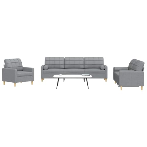 YUOTYRKTEJRSG 3-TLG. Sofagarnitur mit Dekokissen Hellgrau Stoff. bequemes Wohnzimmer Set mit Metallrahmen. weiches Polyester Sofa Set für Entspannung und Gäste. inklusive 4 dekorative Kissen YUOTYRKTEJRSG 3-TLG. Sofagarnitur mit Dekokissen Hellgrau Stoff. bequemes Wohnzimmer Set mit Metallrahmen. weiches Polyester Sofa Set für Entspannung und Gäste. inklusive 4 dekorative Kissen von YUOTYRKTEJRSG