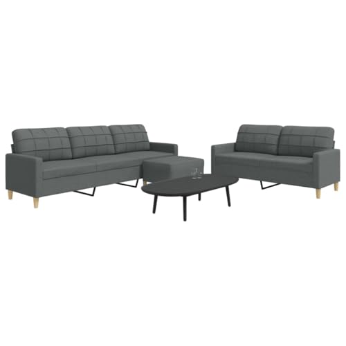 YUOTYRKTEJRSG 3-TLG. Sofagarnitur mit Fußhocker Dunkelgrau Stoff. Wohnzimmer Sitzgruppe mit Hocker. Bequemes Polster Sofa Set. Modernes 2+3 Sitzer Sofa. Graue Stoffgarnitur für Wohnzimmer Esszimmer YUOTYRKTEJRSG 3-TLG. Sofagarnitur mit Fußhocker Dunkelgrau Stoff. Wohnzimmer Sitzgruppe mit Hocker. Bequemes Polster Sofa Set. Modernes 2+3 Sitzer Sofa. Graue Stoffgarnitur für Wohnzimmer Esszimmer von YUOTYRKTEJRSG