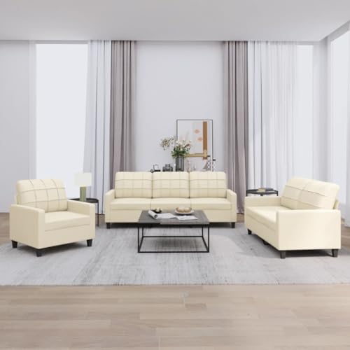 YUOTYRKTEJRSG 3-TLG. Sofagarnitur mit Kissen Creme Kunstleder. Wohnzimmer Sofaset. Modernes 3-teiliges Sofa Set mit Bequemen Kissen. Langlebiges Kunstleder. Perfekt fur Wohnzimmer und Esszimmer YUOTYRKTEJRSG 3-TLG. Sofagarnitur mit Kissen Creme Kunstleder. Wohnzimmer Sofaset. Modernes 3-teiliges Sofa Set mit Bequemen Kissen. Langlebiges Kunstleder. Perfekt fur Wohnzimmer und Esszimmer von YUOTYRKTEJRSG