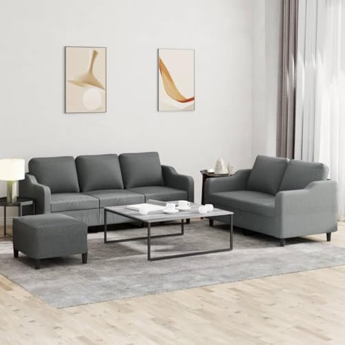 YUOTYRKTEJRSG 3-TLG. Sofagarnitur mit Kissen Dunkelgrau Stoff. Wohnzimmer Sofa Set mit Hocker. Bequemes 2+3 Sitzer Sofa Set. Modernes Design für Wohnzimmer und Wohnbereich von YUOTYRKTEJRSG