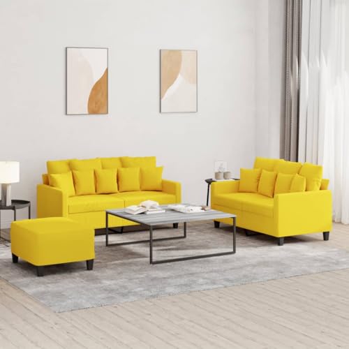 YUOTYRKTEJRSG 3-TLG. Sofagarnitur mit Kissen Hellgelb Stoff. 2-Sitzer Sofa Set mit Hocker. Bequemes Wohnzimmer Sofa Set. Modernes Gästesofa. Lesesofa. Fernsehsofa. Entspannungsmöbel YUOTYRKTEJRSG 3-TLG. Sofagarnitur mit Kissen Hellgelb Stoff. 2-Sitzer Sofa Set mit Hocker. Bequemes Wohnzimmer Sofa Set. Modernes Gästesofa. Lesesofa. Fernsehsofa. Entspannungsmöbel von YUOTYRKTEJRSG