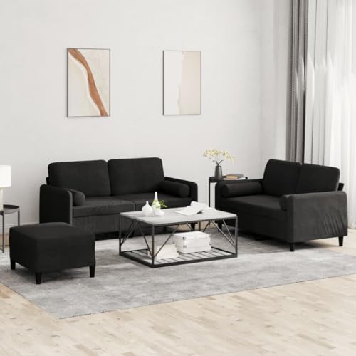 YUOTYRKTEJRSG 3-TLG. Sofagarnitur mit Kissen Schwarz Samt. 2-Sitzer Sofa Set mit Hocker. Velvet Wohnzimmer Möbel. Bequemes Sitzgruppe für Wohnzimmer. Esszimmer. Schlafzimmer YUOTYRKTEJRSG 3-TLG. Sofagarnitur mit Kissen Schwarz Samt. 2-Sitzer Sofa Set mit Hocker. Velvet Wohnzimmer Möbel. Bequemes Sitzgruppe für Wohnzimmer. Esszimmer. Schlafzimmer von YUOTYRKTEJRSG