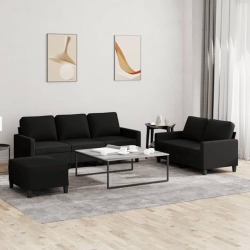 YUOTYRKTEJRSG 3-TLG. Sofagarnitur mit Kissen Schwarz Stoff. 2+3 Sitzer Wohnzimmer Couchgarnitur mit Hocker. Moderne Stoffcouch mit Polsterung für Wohnzimmer. Esszimmer. gemütliches Sofaset YUOTYRKTEJRSG 3-TLG. Sofagarnitur mit Kissen Schwarz Stoff. 2+3 Sitzer Wohnzimmer Couchgarnitur mit Hocker. Moderne Stoffcouch mit Polsterung für Wohnzimmer. Esszimmer. gemütliches Sofaset von YUOTYRKTEJRSG