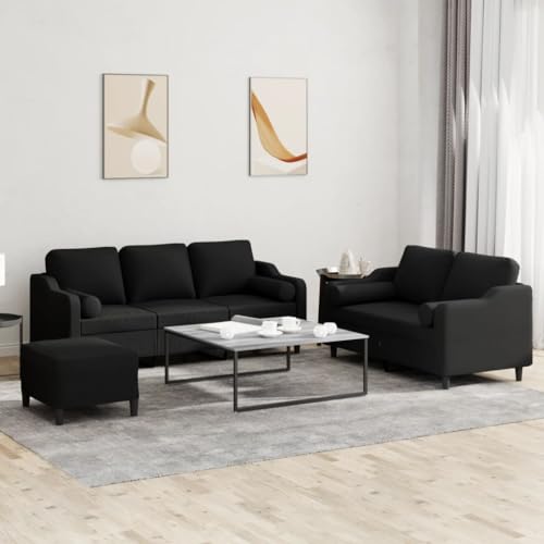 YUOTYRKTEJRSG 3-TLG. Sofagarnitur mit Kissen Schwarz Stoff. Wohnzimmer Sitzgarnitur mit Hocker. Langlebiges Sofa Set für Wohnzimmer. Esszimmer. Büro. Bequeme Polsterung. Stabiles Metallgestell YUOTYRKTEJRSG 3-TLG. Sofagarnitur mit Kissen Schwarz Stoff. Wohnzimmer Sitzgarnitur mit Hocker. Langlebiges Sofa Set für Wohnzimmer. Esszimmer. Büro. Bequeme Polsterung. Stabiles Metallgestell von YUOTYRKTEJRSG