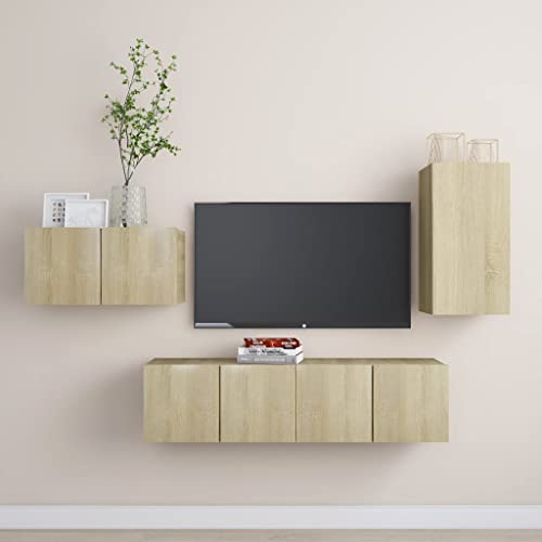 YUOTYRKTEJRSG 4-TLG. TV-Schrank-Set Sonoma-Eiche Holzwerkstoff Fernseherschrank Lowboard Fernsehschrank Tv Table für Jugendzimmer Büro Wohnzimmer Gästezimmer YUOTYRKTEJRSG 4-TLG. TV-Schrank-Set Sonoma-Eiche Holzwerkstoff Fernseherschrank Lowboard Fernsehschrank Tv Table für Jugendzimmer Büro Wohnzimmer Gästezimmer von YUOTYRKTEJRSG