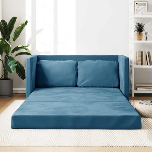 YUOTYRKTEJRSG Bodensofa mit Schlaffunktion Blau 122x204x55 cm Samt 2-in-1 Schlafsofa Bett Couch für Wohnzimmer Schlafzimmer Gästezimmer mit Metallgestell YUOTYRKTEJRSG Bodensofa mit Schlaffunktion Blau 122x204x55 cm Samt 2-in-1 Schlafsofa Bett Couch für Wohnzimmer Schlafzimmer Gästezimmer mit Metallgestell von YUOTYRKTEJRSG