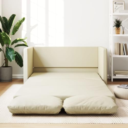 YUOTYRKTEJRSG Bodensofa mit Schlaffunktion Creme 112x174x55 cm Kunstleder 2-in-1 Sofa Bett faltbar Metallgestell Wohnzimmer Schlafzimmer Studentenzimmer von YUOTYRKTEJRSG